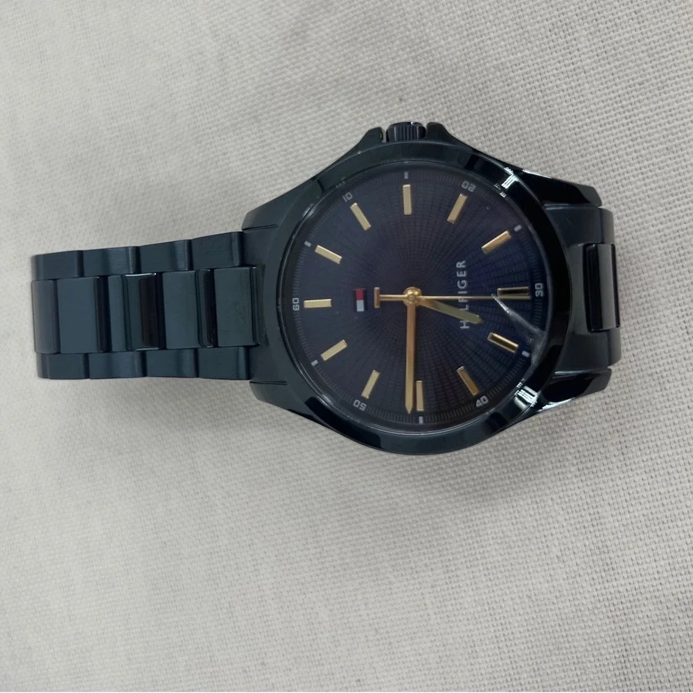 Tommy Hilfiger Mens Black Ion Plated Stainless Steel Watch FLAWED